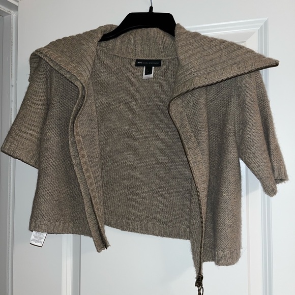 MNG Mango Short Sleeve Knit Double Zip Cropped Sweater | Size M Retro - Picture 8 of 10